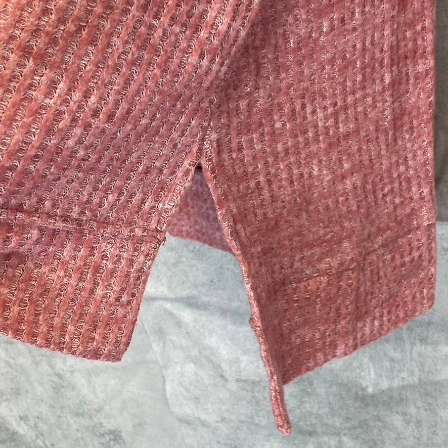 EVELEIGH Women's Mauve Chambray Cowl Neck Rib Knit Ultra Cozy Sweater SZ S