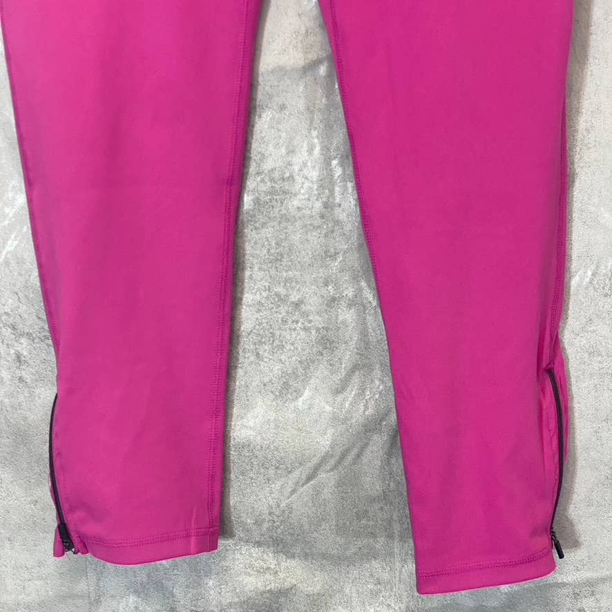 NINE WEST Women's Pink Beauty Crapped Zipper Hem Pull-On Stretch High-Waist Active Leggings SZ L