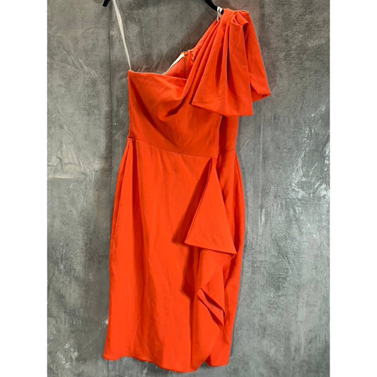 BETSY & ADAM Women's Orange One-Shoulder Bow Knee-Length Sheath Dress SZ 4