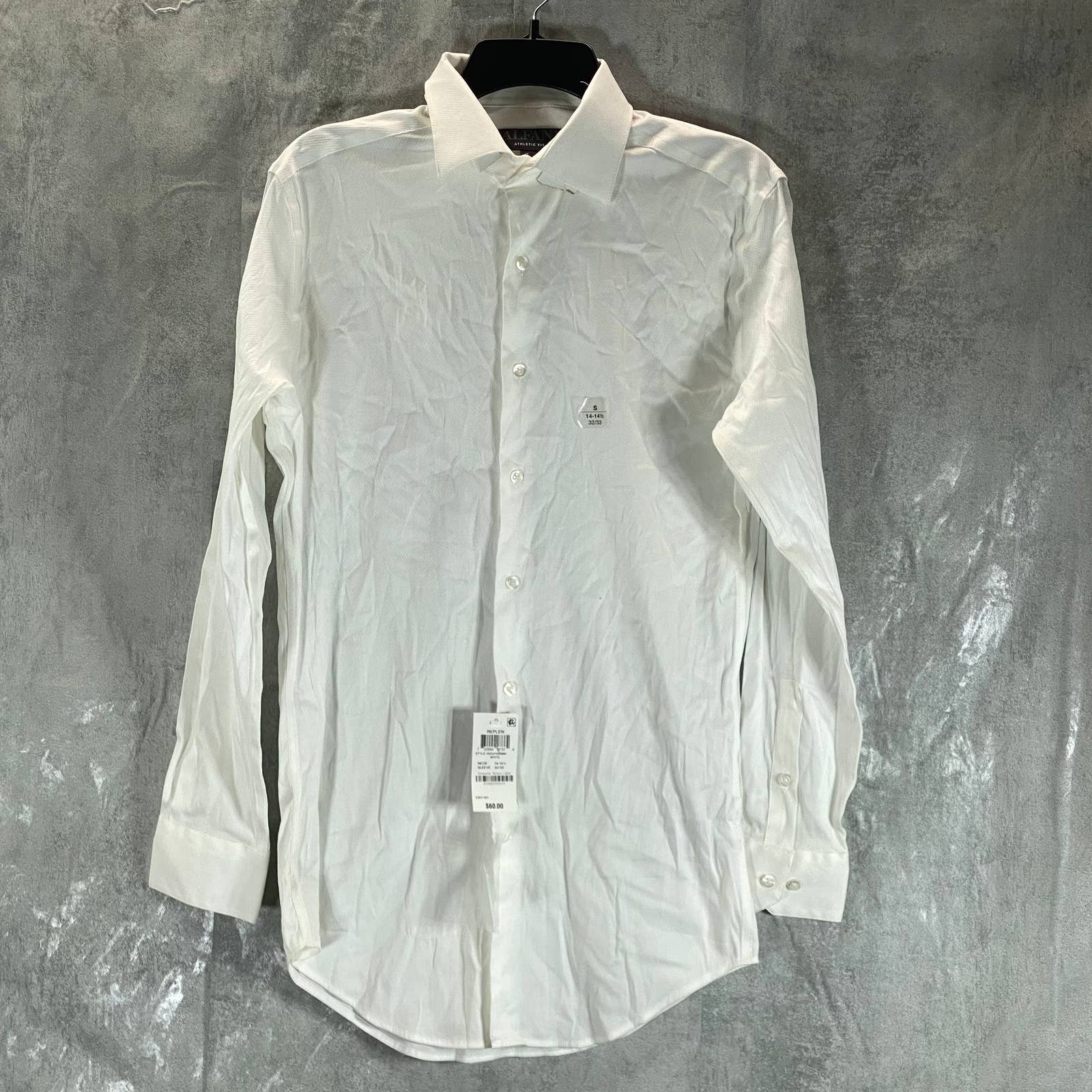 ALFANI Men's White Athletic-Fit Performance Stretch Twill Textured Shirt SZ S