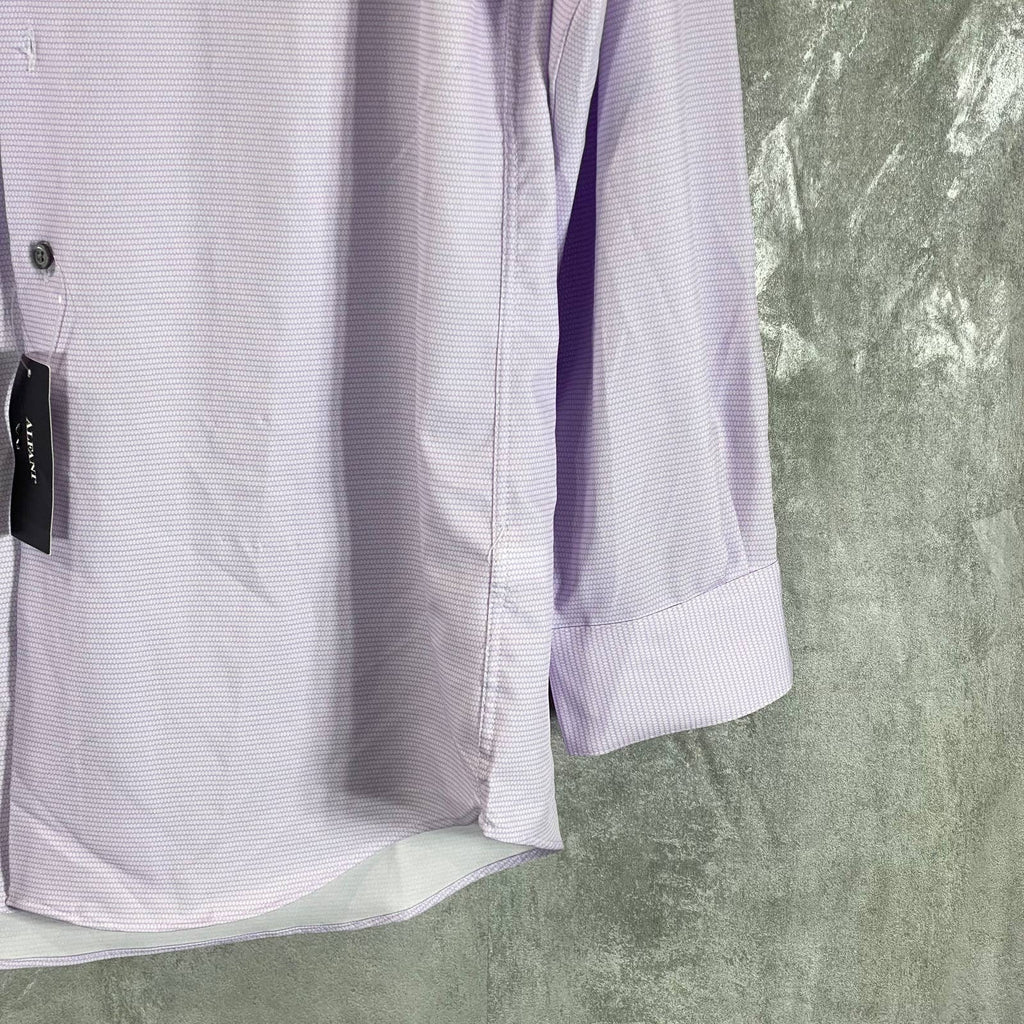 ALFANI Men's Lavender Mini Geo-Print Slim-Fit Stretch Shirt SZ 15-15.5 32/33