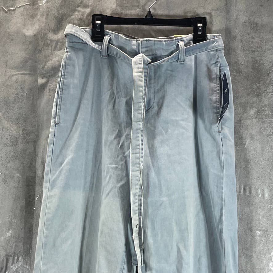 CHARTER CLUB Women's Light Wash Denim Boca Belted Crop Wide-Leg Pants SZ 4