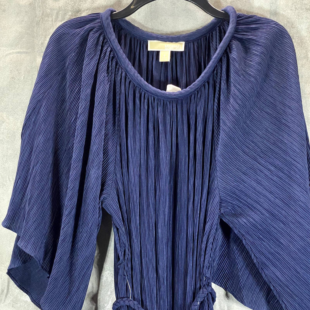 MICHAEL MICHAEL KORS Women's True Navy Crewneck Rope Belt Mini A-Line Dress SZ S