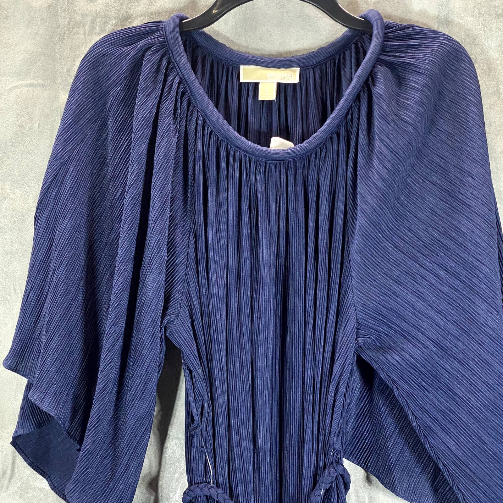 MICHAEL MICHAEL KORS Women's True Navy Crewneck Rope Belt Mini A-Line Dress SZ S