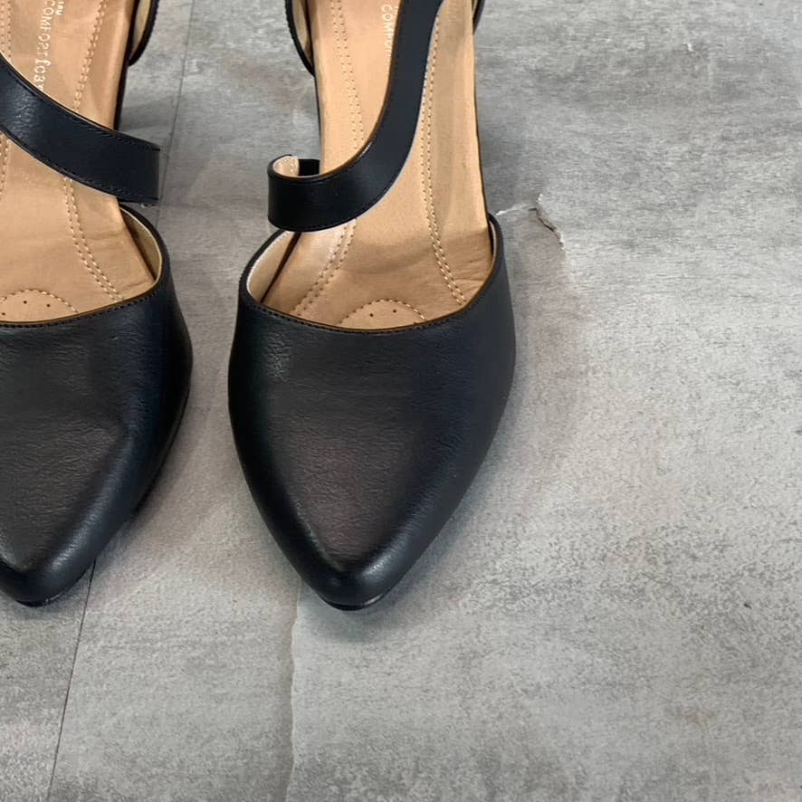 JOURNEE COLLECTION Women's Black Faux Leather Tillis Pointed-Toe Pumps SZ 7.5