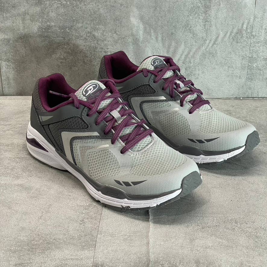 DR. SCHOLL'S Women's Grey-Burgundy Blitz Walking Lace-Up Sneakers SZ 9