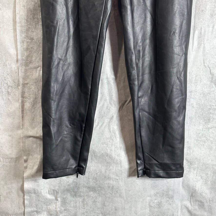 GUESS Women's Jet Black Faux-Leather Priscilla Side Zipper Pull-On Leggings SZXL