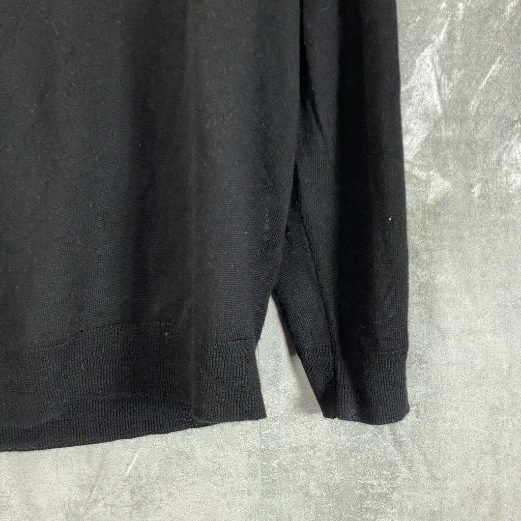 CLUB ROOM Men's Deep Black Merino Wool Blend 3-Button Pullover Polo Sweater SZ M