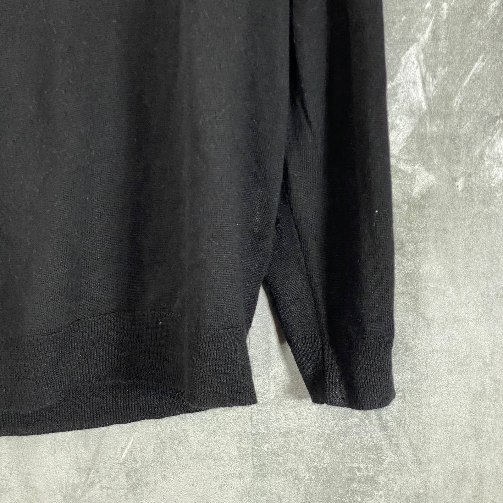 CLUB ROOM Men's Deep Black Merino Wool Blend 3-Button Pullover Polo Sweater SZ M