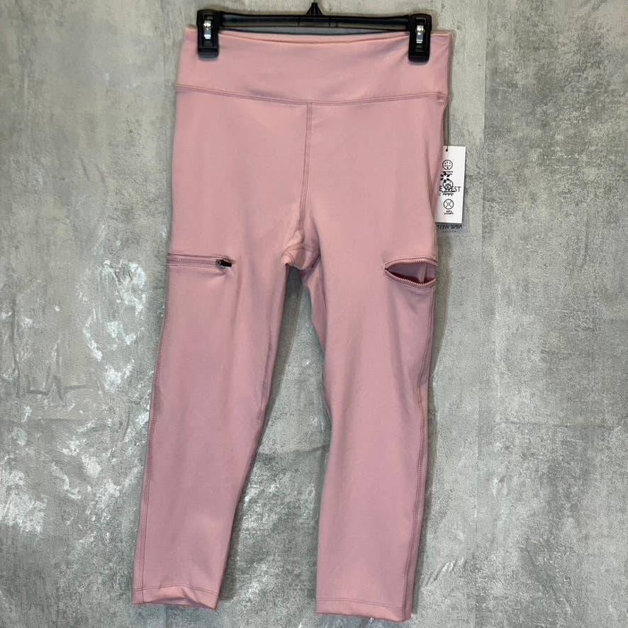 NINE WEST Women's Mauve Shadow Side Zip Stretch Active Pull-On Crop Leggings SZ M