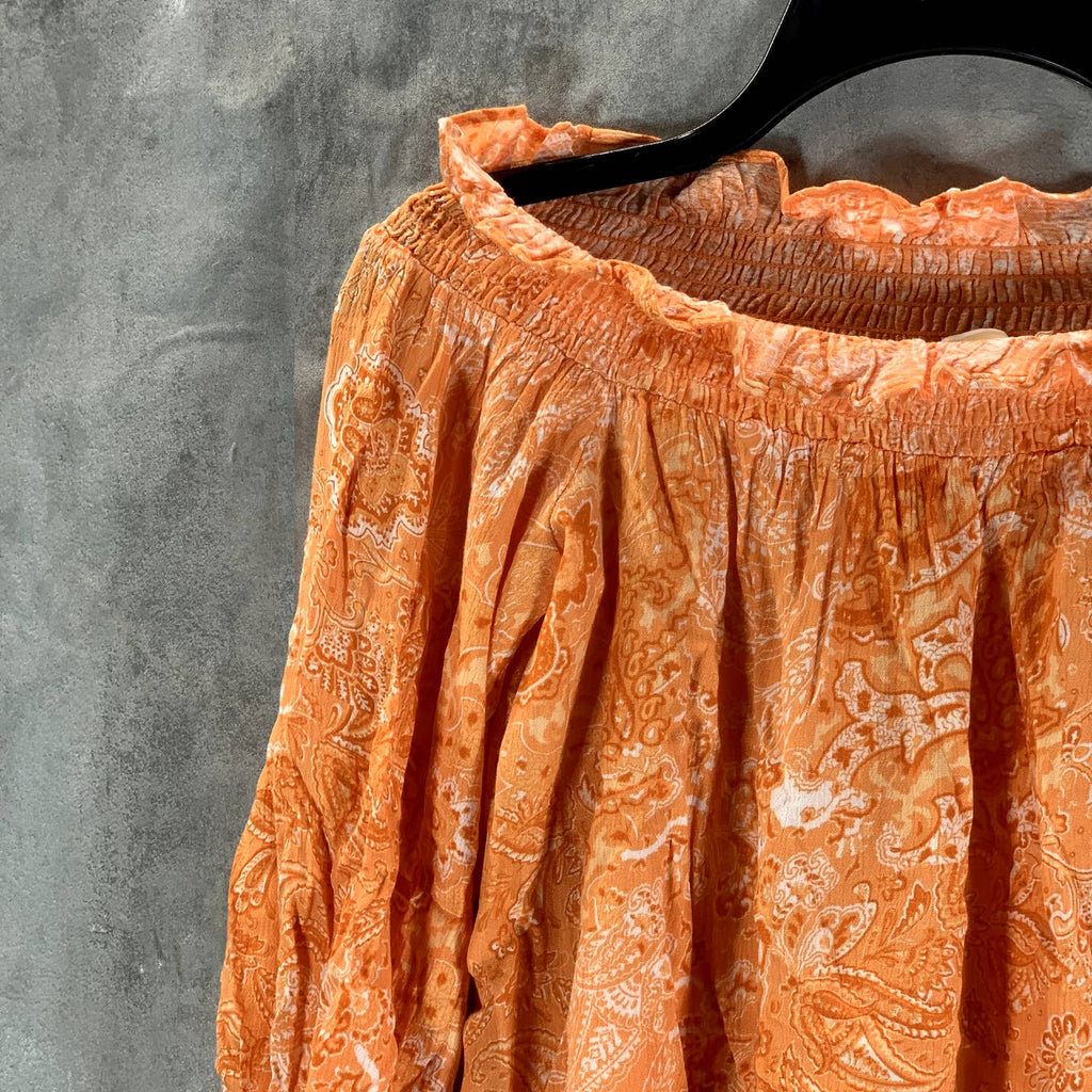 MICHAEL MICHAEL KORS Women's Petite Nectarine Paisley Off-The-Shoulder Top SZP/M