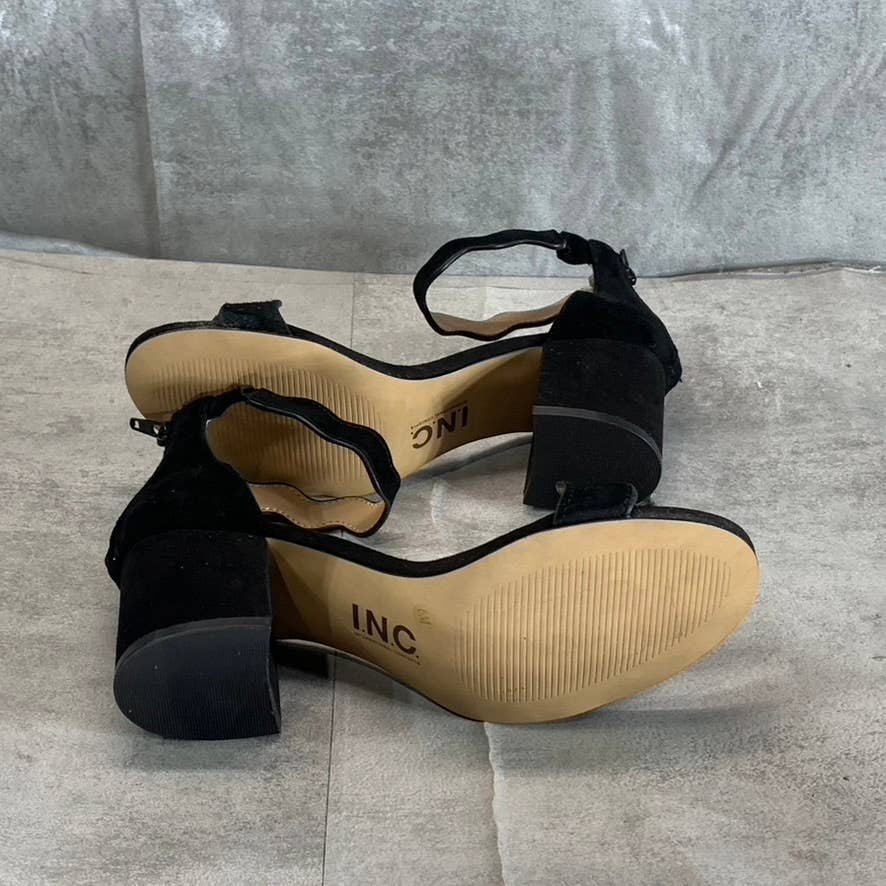 INC INTERNATIONAL Women's Black Suede Hadwin Scallop Two-Piece Sandals SZ 6