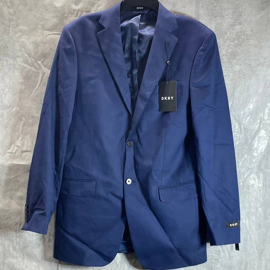 DKNY Men's Blue Textured Long Modern-Fit Stretch Two-Button Suit jacket SZ 40L