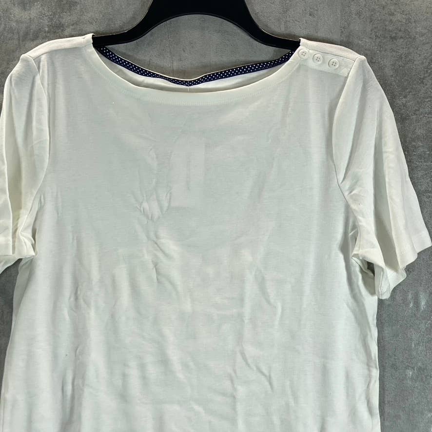 CHARTER CLUB Women's Bright White Boatneck Short-Sleeve Top SZ L