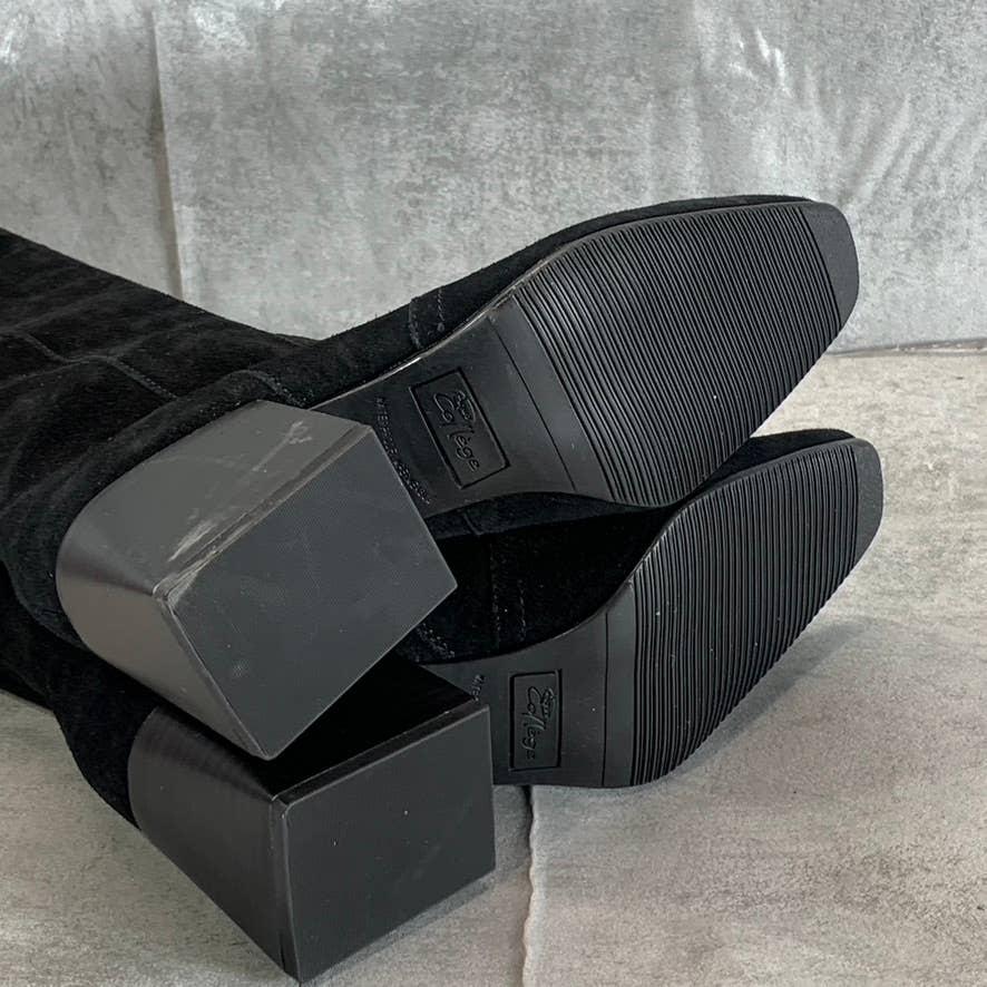 AQUA COLLEGE Women's Black Suede Tori Waterproof Square-Toe Tall Boots SZ 6