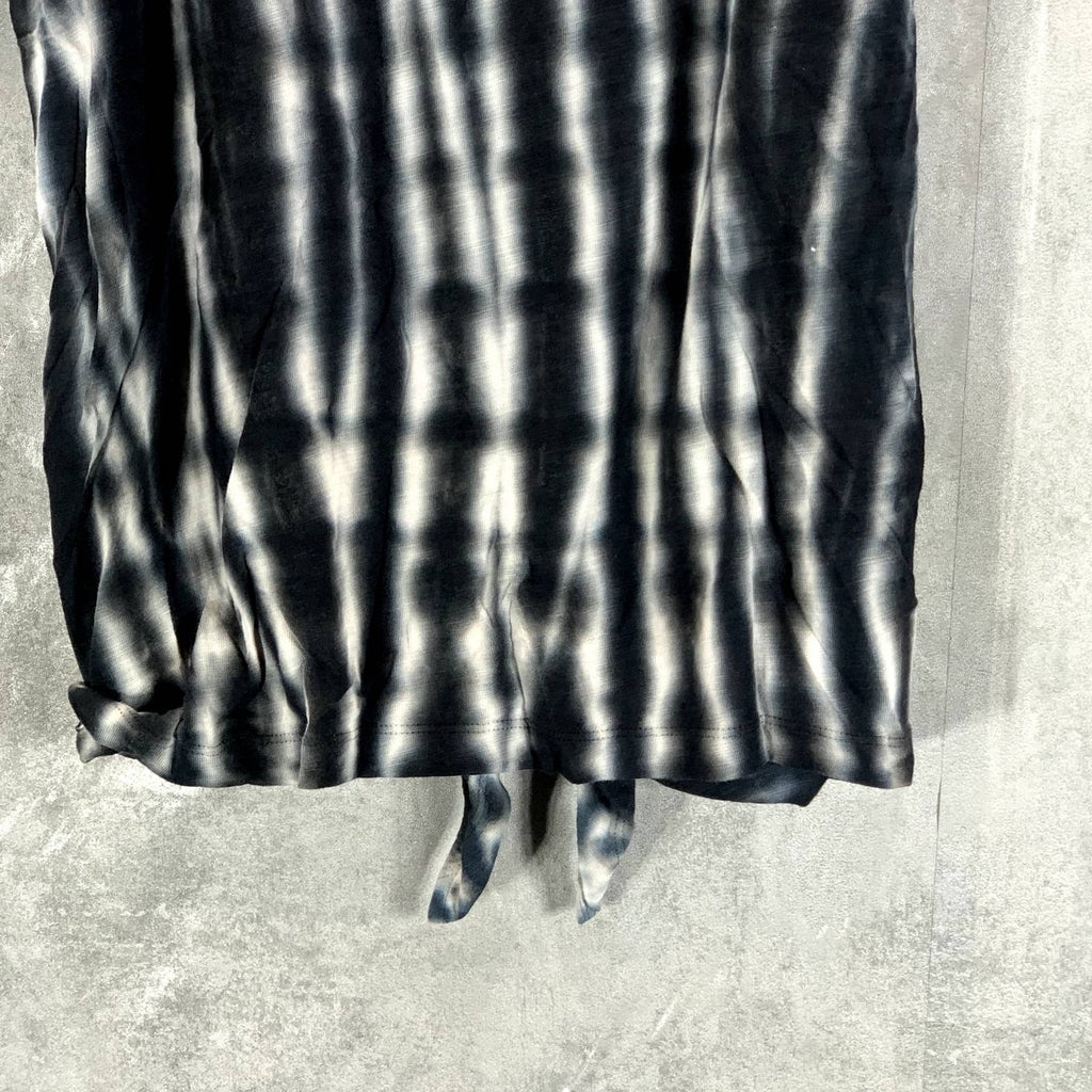 SACTUARY Women's Black-White Tie-Dye Cold-Shoulder Tie-Front Top SZ XS