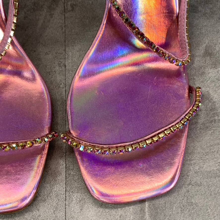 JEFFREY CAMPBELL Women's Pink Iridescent Demonica Rhinestone Sandals SZ 10