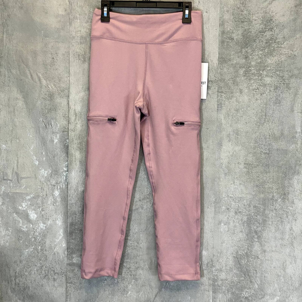 NINE WEST Women's Mauve Shadow Side Zip Stretch Active Pull-On Crop Leggings SZ S