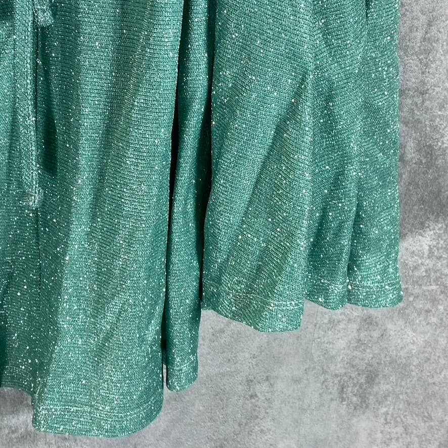 B. DARLIN Juniors' Mint Glitter Knit Sweetheart Neckline Pocketed Dress SZ 9/10