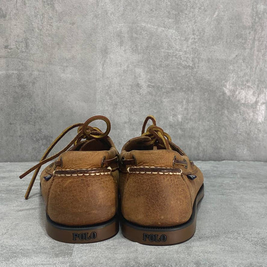 POLO RALPH LAUREN Brown Bienne Tumble Leather Boat Shoes SZ 7