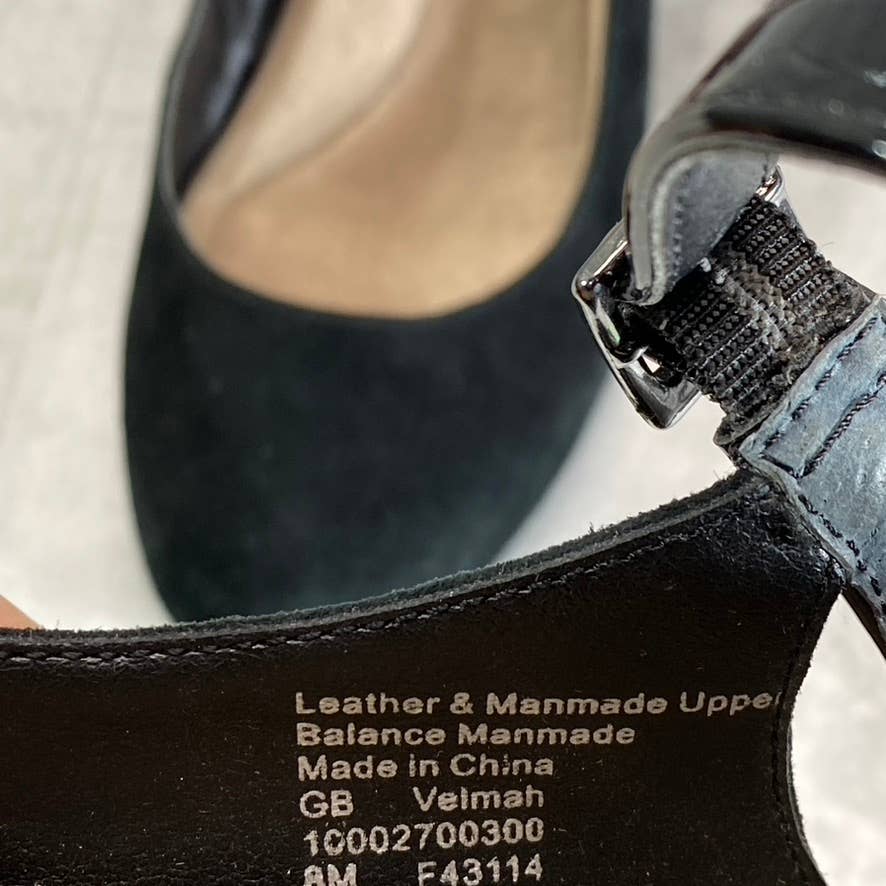 GIANI BERNINI Women's Black Suede Velmah Memory Foam Mary Jane Pumps SZ 8