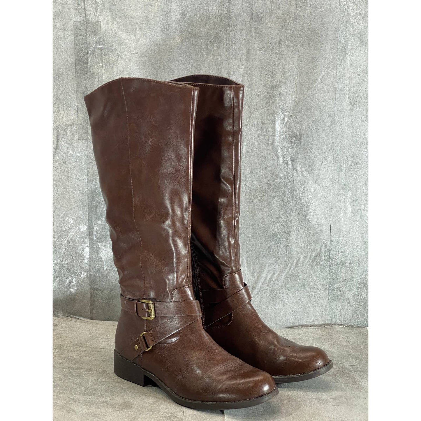 STYLE & CO Women's Cognac Marliee Full Side-Zip Round-Toe Tall Riding Boot SZ9.5