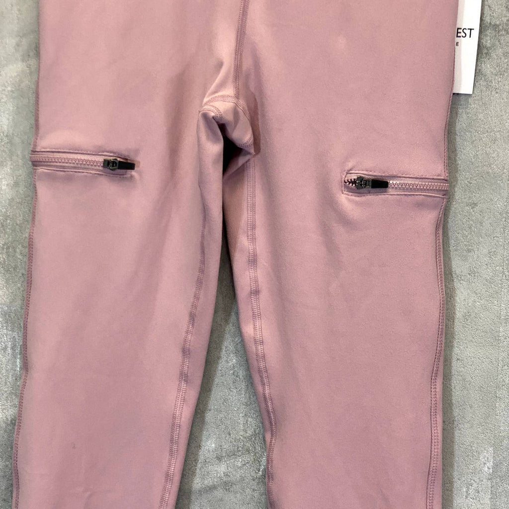 NINE WEST Women's Mauve Shadow Side Zip Stretch Active Pull-On Crop Leggings SZ S