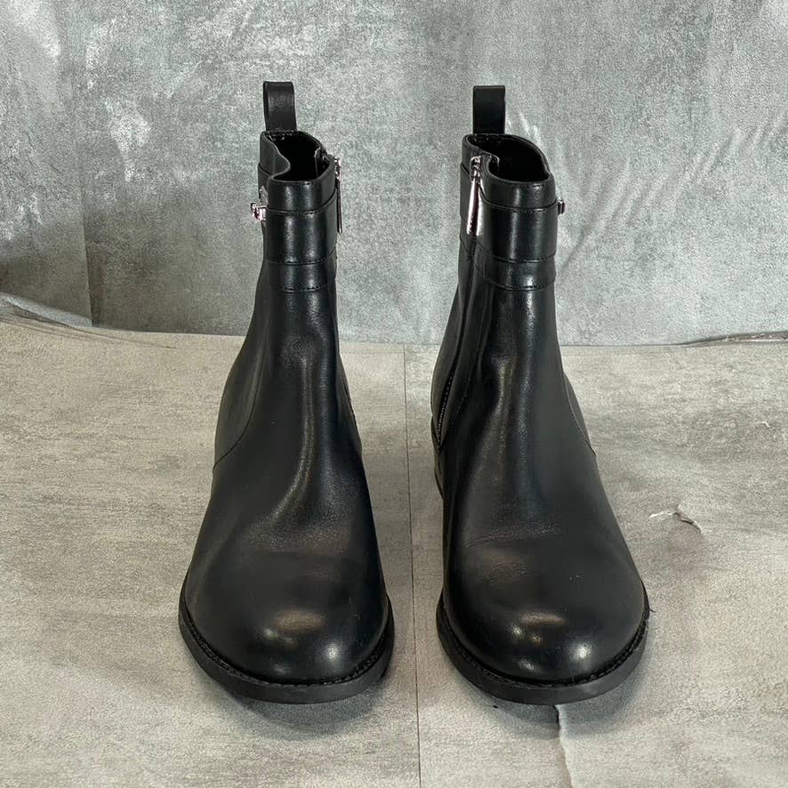 MICHAEL MICHAEL KORS Women's Black Leather Padma Strapped Block-Heel Booties SZ8