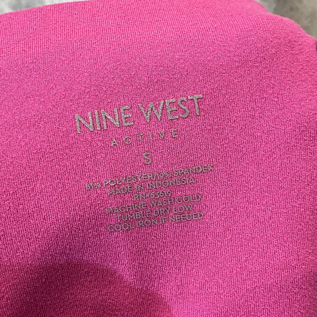 NINE WEST Women's Pink Beauty Crapped Zipper Hem Pull-On Stretch High-Waist Leggings SZ S