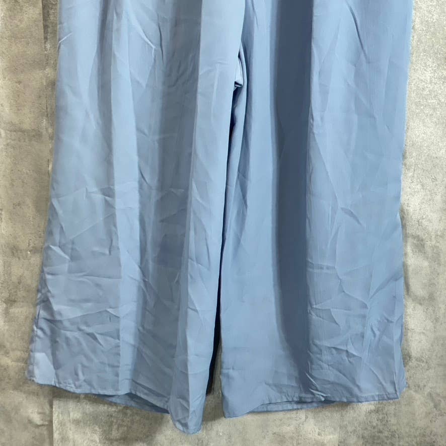 KINGSTON GREY Juniors' Chambray Sleeveless Pocketed Halter Cropped Jumpsuit SZ L