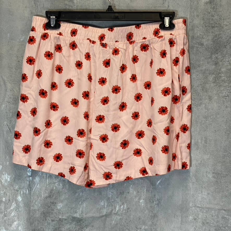 ABOUND Women's Plus Size Pink Daisy Dots Easy Flowy Lightweight Elastic Waist Pull-On Shorts SZ 3X