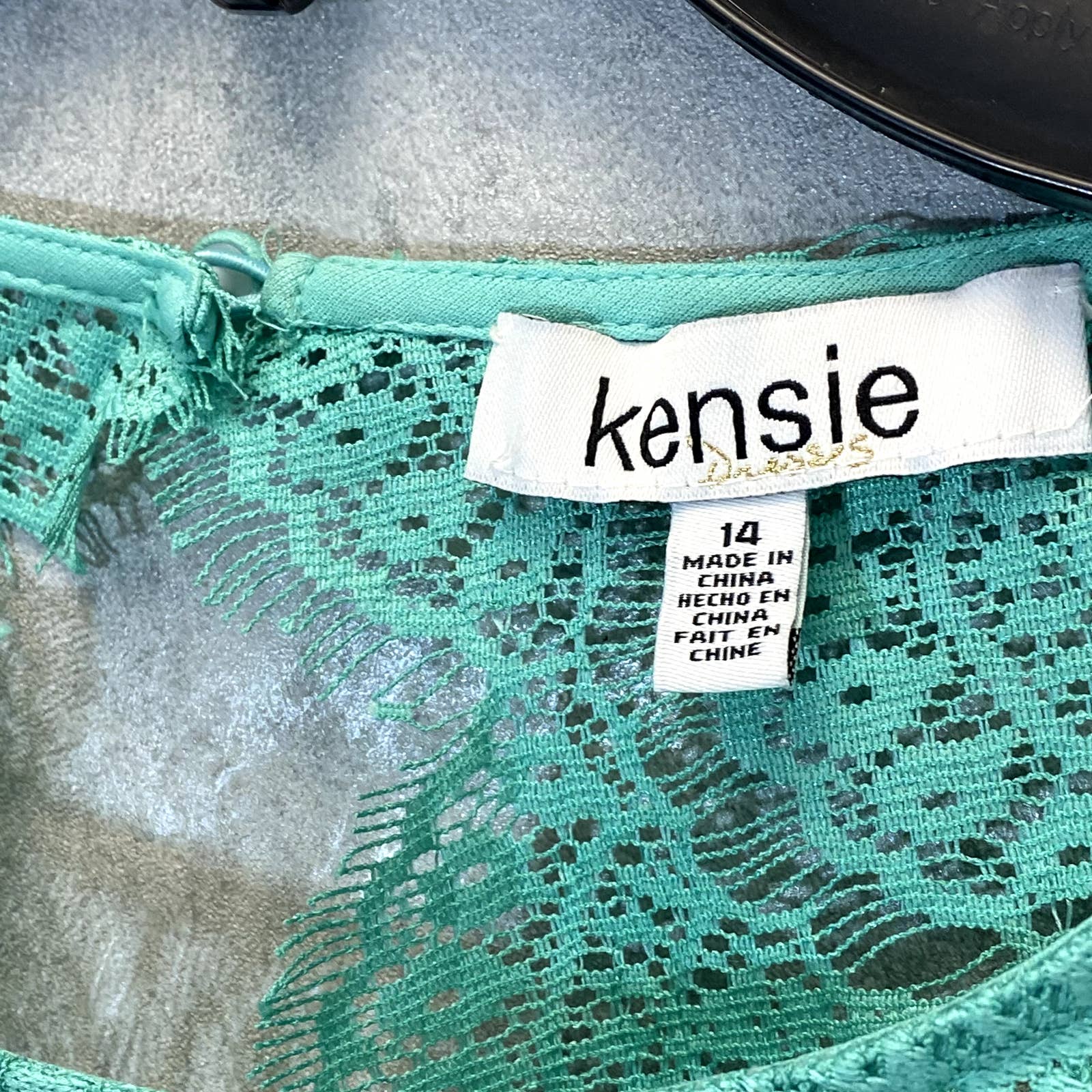 KENSIE Women's Turquoise Lace Sleeveless Keyhole Fit & Flare Mini Dress SZ 14