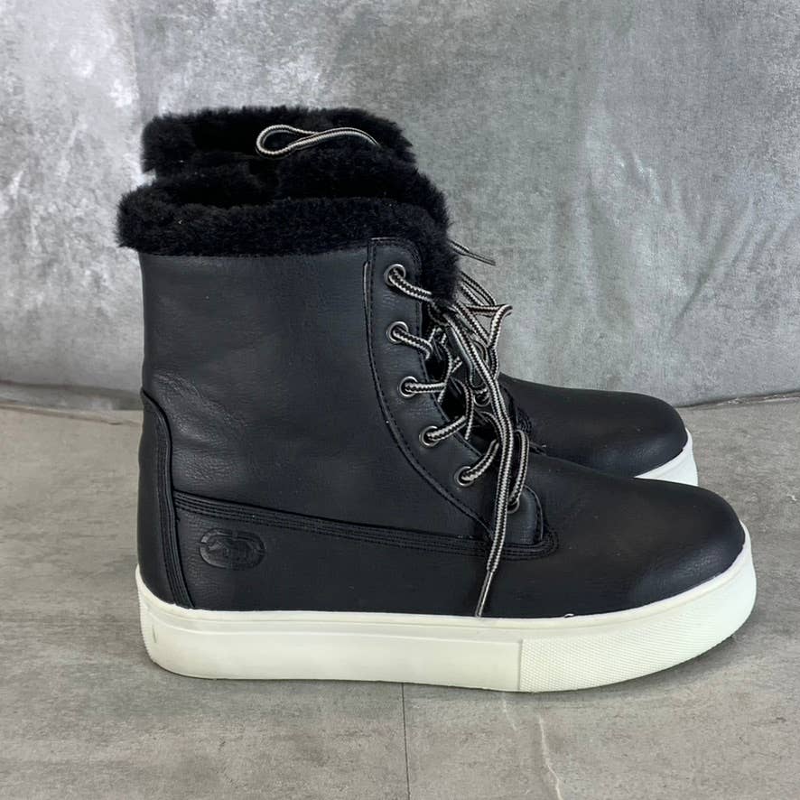 ECKO RED Women's Black Nomi Faux-Fur Lace-Up Platform Boots SZ 7