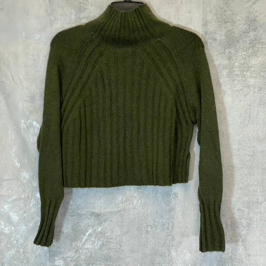 TOPSHOP Women's Khaki Green Funnel Neck Raglan Long Sleeve Sweater SZ 0-2(XS)