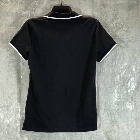 NAUTICA Women’s Black Crafted Ocean Spilt-Neck Short Sleeve Polo Top SZ M