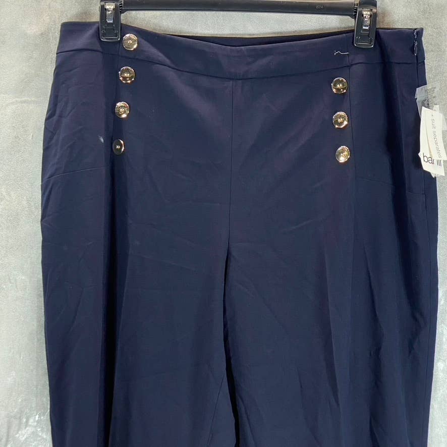 BAR III Women's Bar Navy High-Rise Button-Detail Pull-On Sailor Pants SZ 16