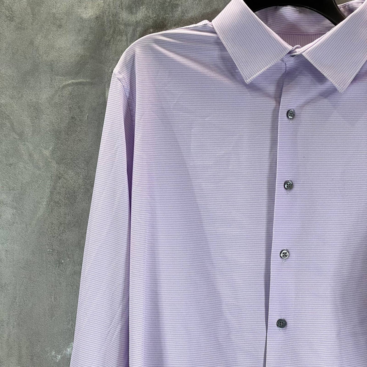 ALFANI Men's Lavender Mini Geo-Print Slim-Fit Button-Up Shirt SZ 16-16.5 32/33