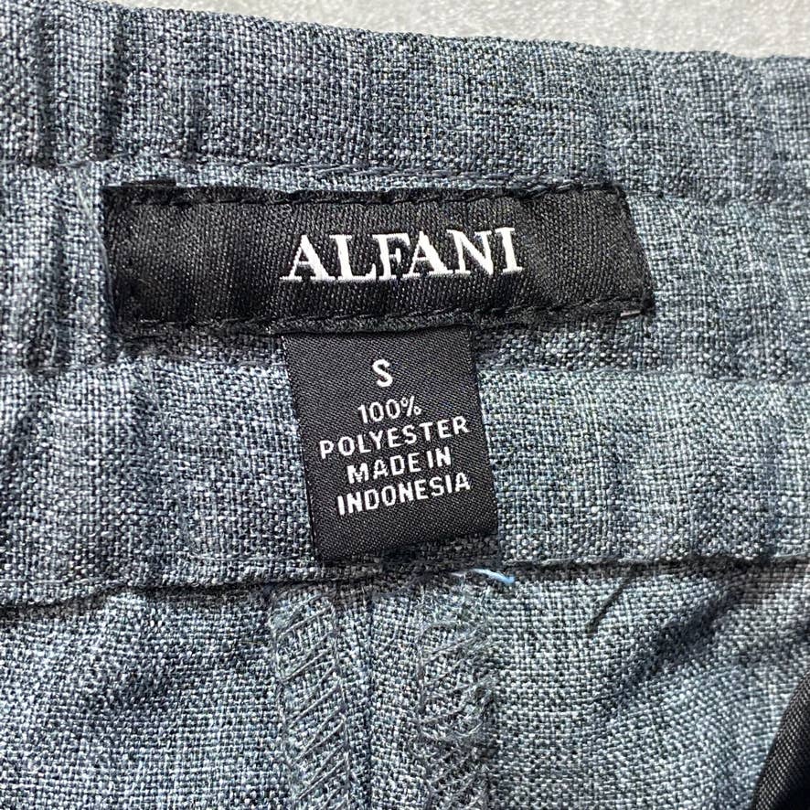 ALFANI Grey Pleated Drawstring Stretch Flat Front Pants SZ S