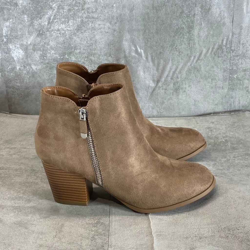 STYLE & CO Women's Taupe Masrinaa Slip-On Block-Heel Ankle Booties SZ 7.5