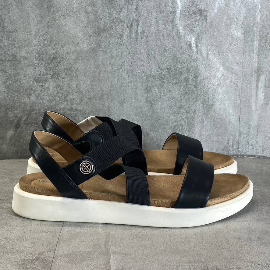 GIANI BERNINI Women's Black Strappy Flixii Faux Leather Casual Sandals SZ 9