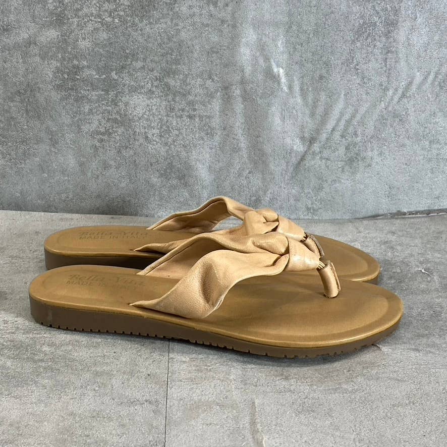 BELLA-VITA Women's Wide Width Natural Leather Italy Thong Sandals SZ 7.5W