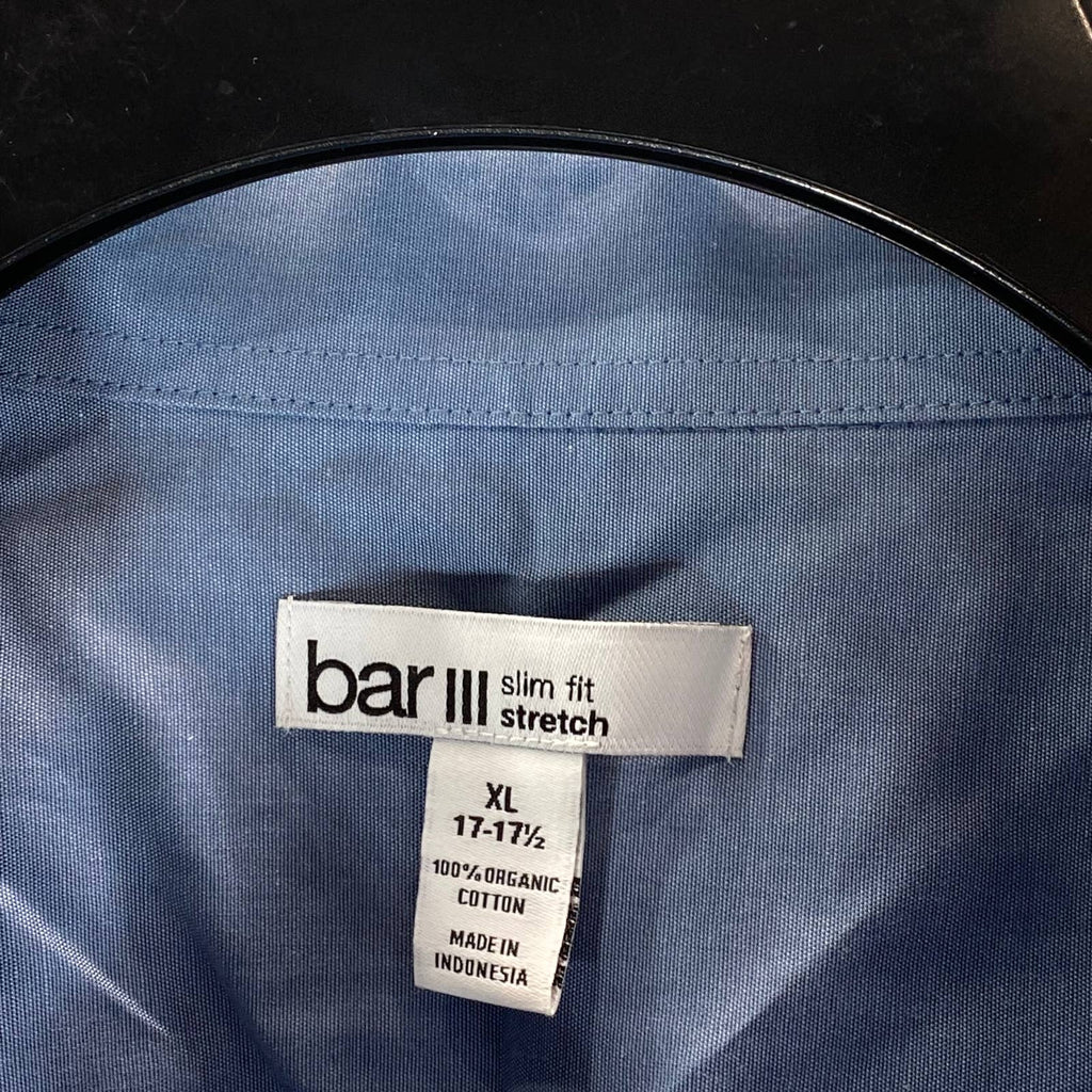 BAR III Men's LT Indigo Chambray Slim-Fit Stretch Button-Up Shirt SZ XL
