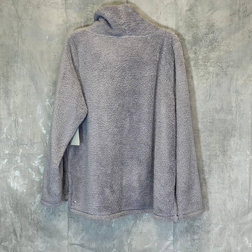 ZELLA Women's Grey Dapple Furry Fleece Funnel Neck Long Sleeve Pullover SZ XL