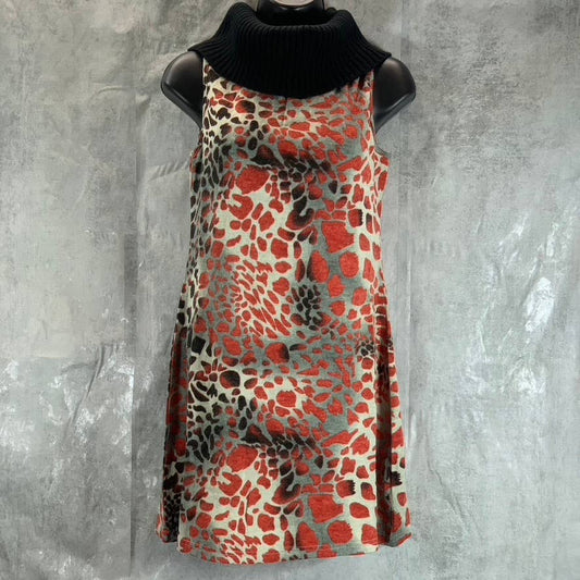 24SEVEN COMFORT APPAREL Women's Multi Printed Cowl-Neck Sleeveless Dress SZ M