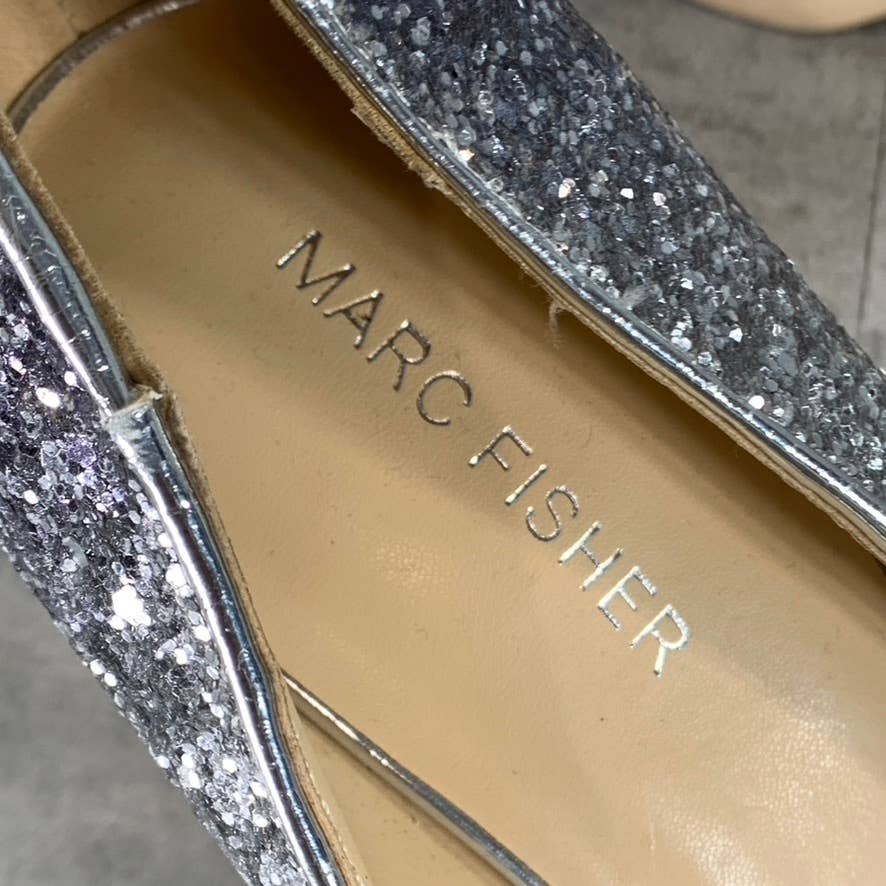 MARC FISHER Women's Silver/Pink Ombre Glitter Darreny Pointed-Toe Pumps SZ 8.5