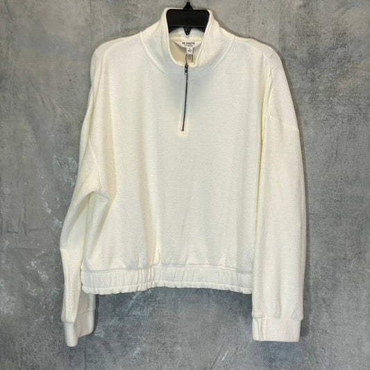 BB DAKOTA By Steve Madden Women's Ivory Just Zip It Textured Knit Pullover Sweatshirt SZ L