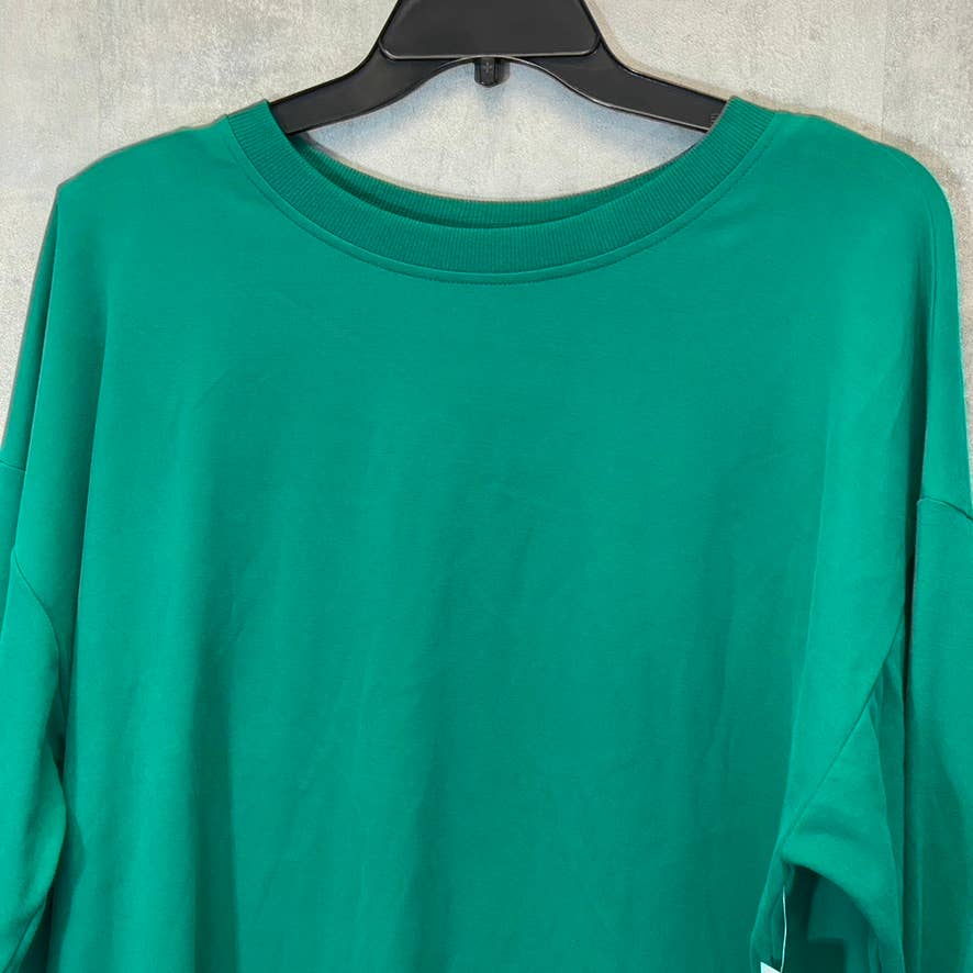 BP. Women's Green Trekking Oversized Crewneck High-Low Hem Pullover Sweater SZ M