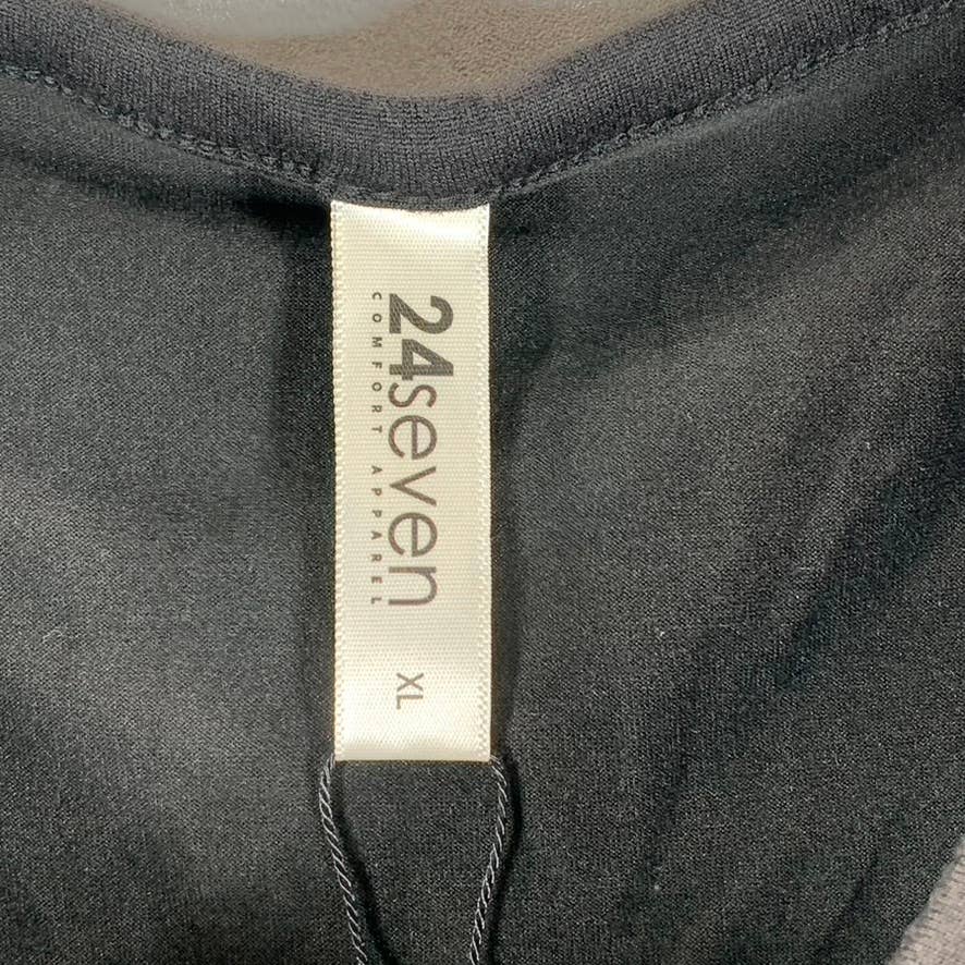 24SEVEN COMFORT APPAREL Women's Black Scoop-Neck Loose-Fit Dolman Sleeve Dress