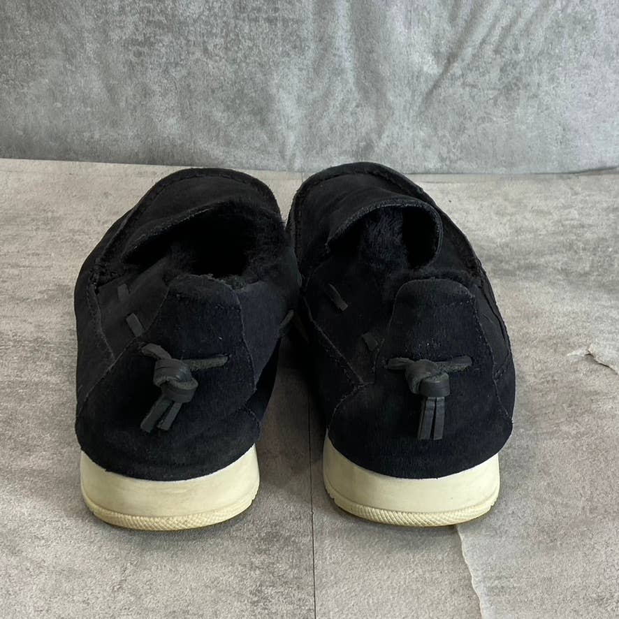 SPERRY Women's Black Suede Moc-Sider Faux-Fur Water-Resistant Slip-On Shoes SZ 7