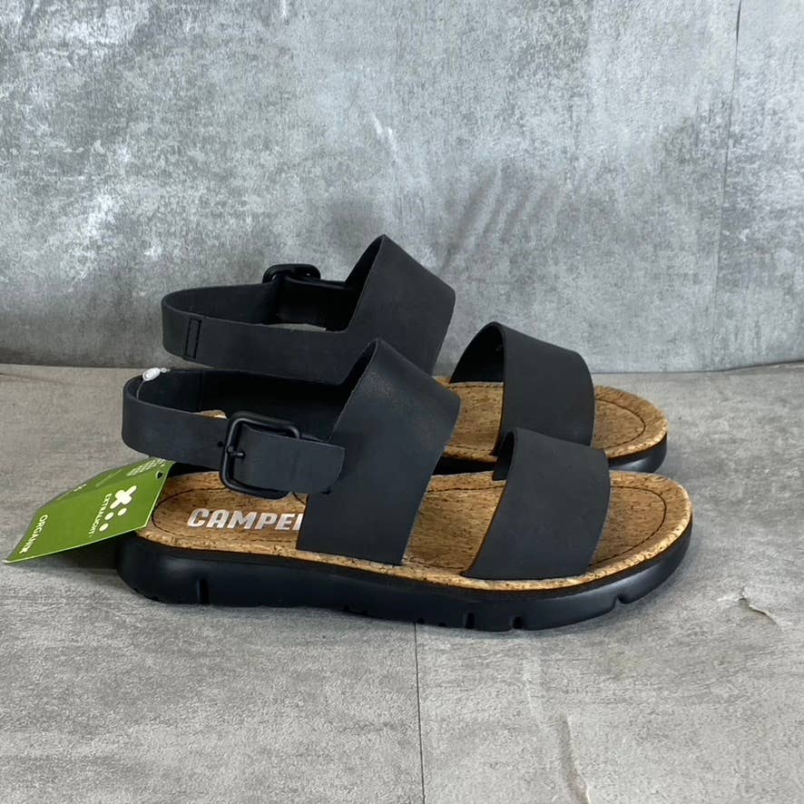 CAMPER Women's Black Leather Oruga Lightweight Two-Strap Slide Sandals SZ 5